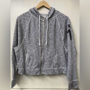 Victoria's Secret Striped Gray Zip-Up Hoodie